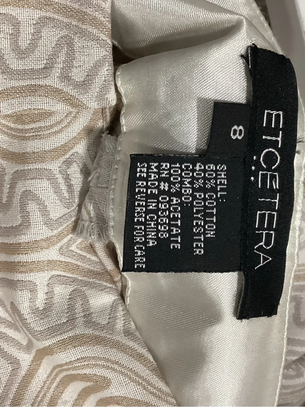 Etcetera Beige & Cream Abstract Print Slim Ankle Pants